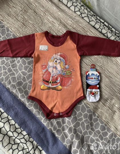 Новогодний боди, новогодние носки