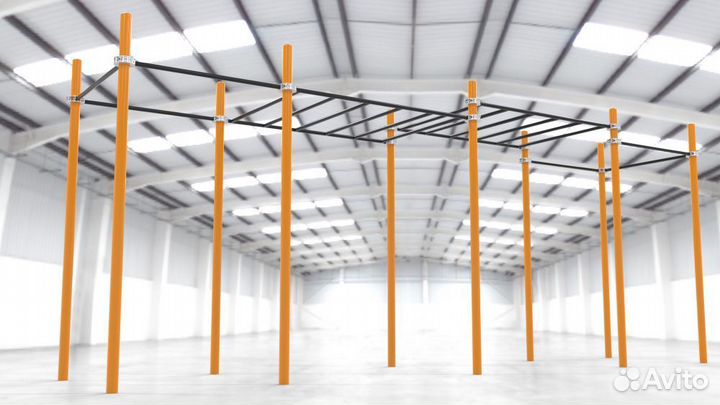 Комплекс Воркаут с рукоходом двухуровневым и 6 турниками Pioner A16705