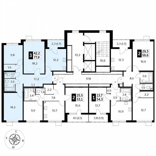 3-к. квартира, 77,8 м², 20/24 эт.