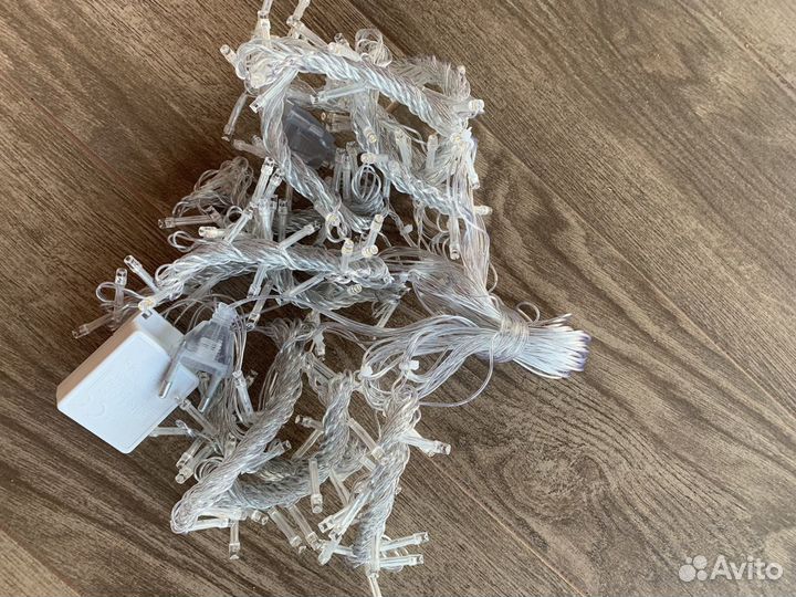 Гирлянда - занавес 3/3; штора на окно светодиодная