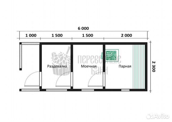 Мобильная баня 6х2.3