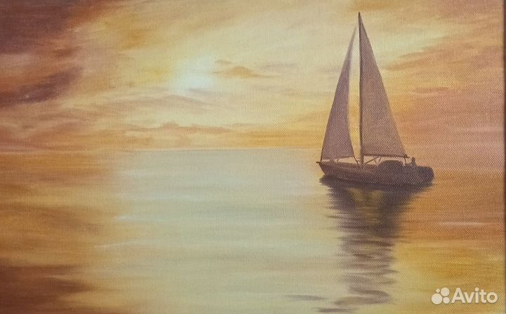 Картина маслом с закатом