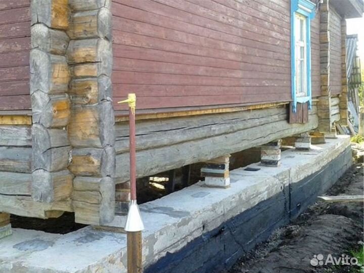 Замена венцов,ремонт фундамента,отмостка