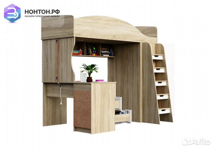 Кровать-чердак Сэнди дуб сонома светлый / белый гл