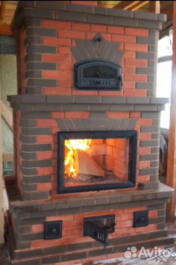 Печь камин барбекю из кирпича. Печник