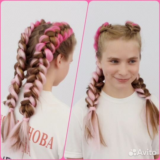 Плетение кос, косы с канекалоном, объёмные косы