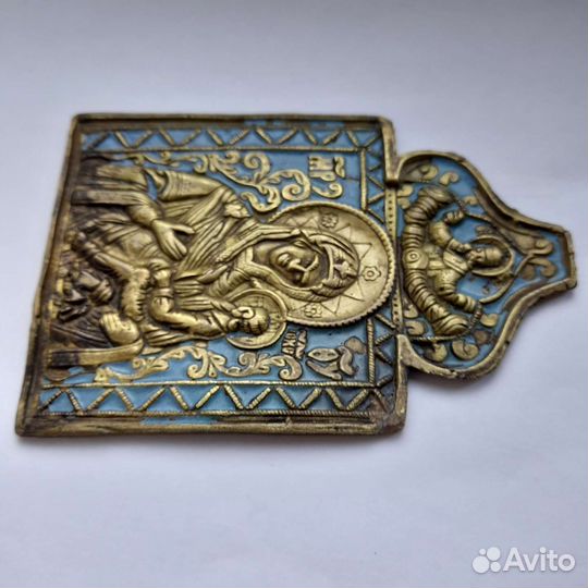 Плакетка 19 век Владимирская Богородица литье