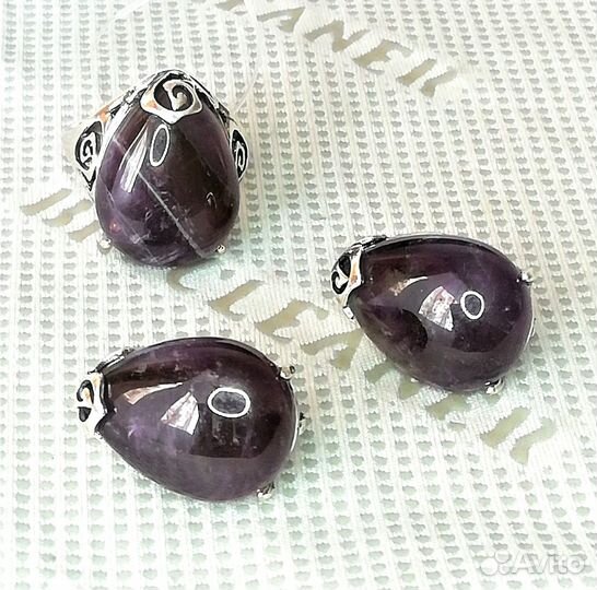 Серьги, кольцо серебрение аметист разм.18,0 С623