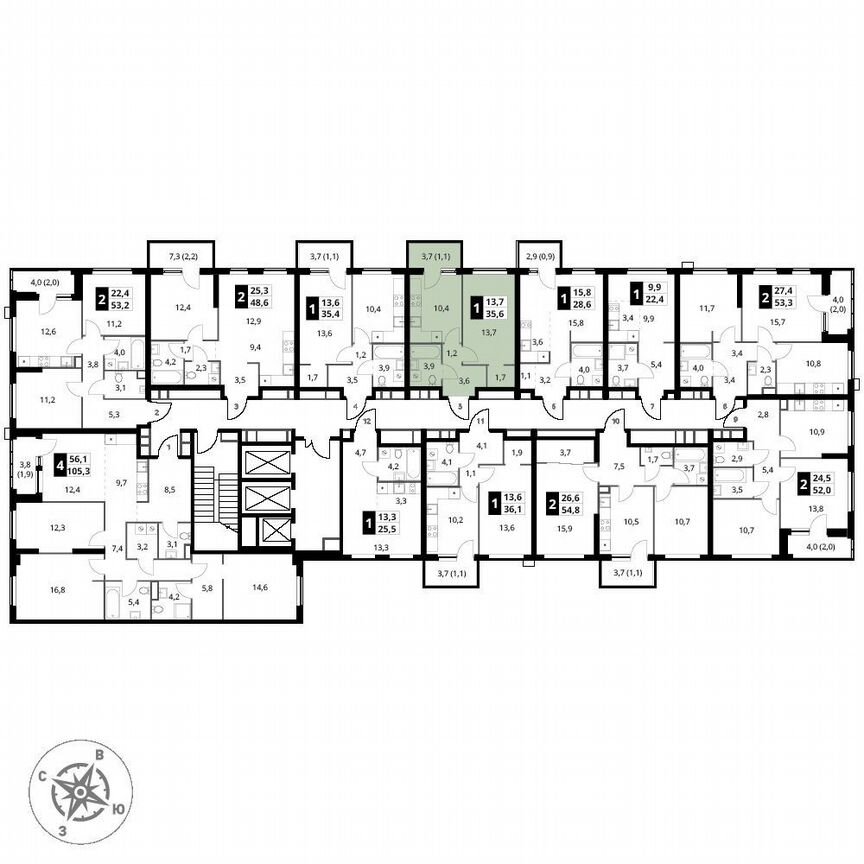1-к. квартира, 35,6 м², 2/25 эт.