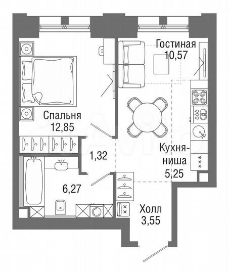 1-к. квартира, 39,7 м², 8/36 эт.