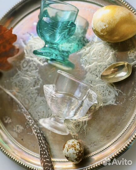 Винтажная стеклянная пашотница Франция