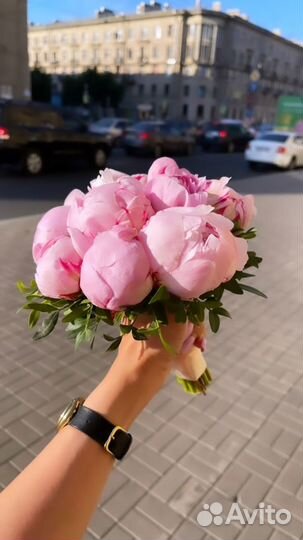 Букет свадебный из пионов розовых