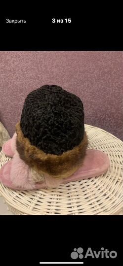 Шапка женская ретро СССР каракуль с норкой