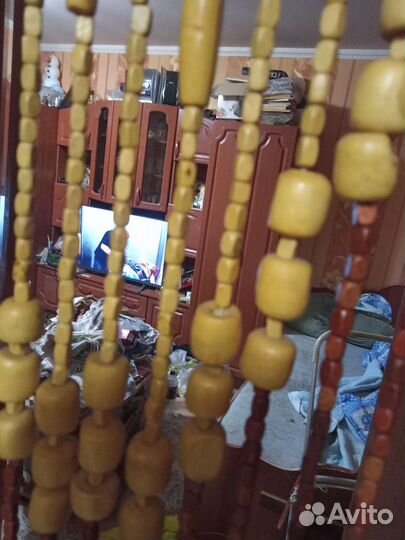 Штора с висюльками дерево СССР винтаж