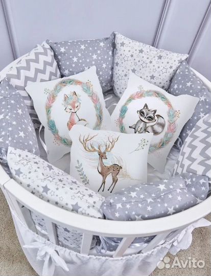 Новые бортики в кроватку 9 шт