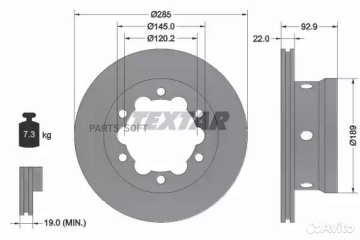 Textar 92089803 Тормозной диск