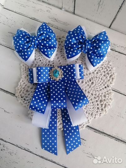 Бантики и галстук-брошь ручной работы