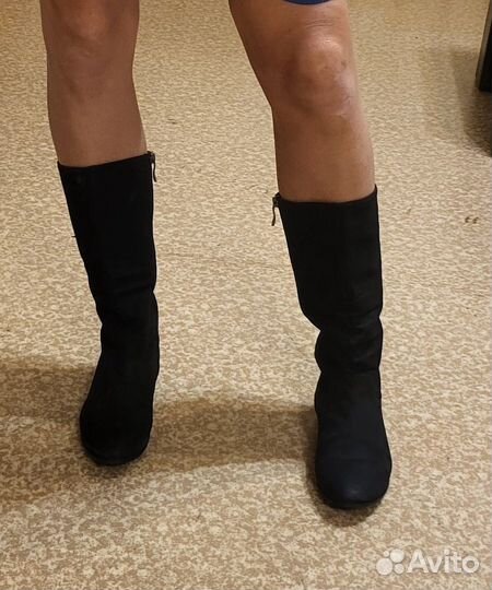 Сапоги натуральная замша. 2 пары. Р-р 37-38 б/у