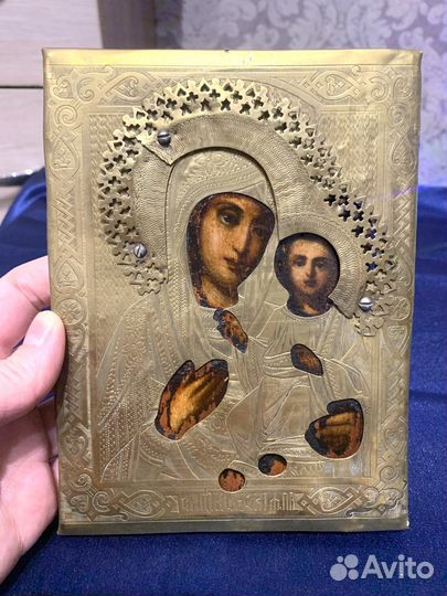 Старинная икона Смоленская в окладе.Царизм