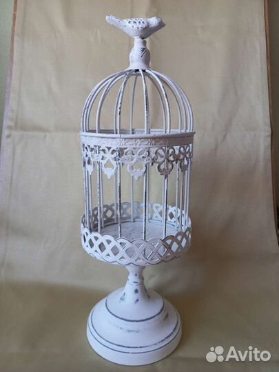 Подсвечник декоративный клетка с птицей