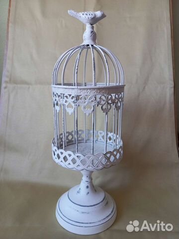 Подсвечник декоративный клетка с птицей