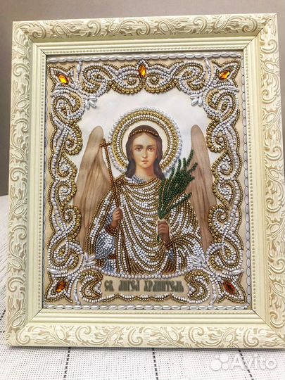 Икона Ангел Хранитель бисером на Крещение