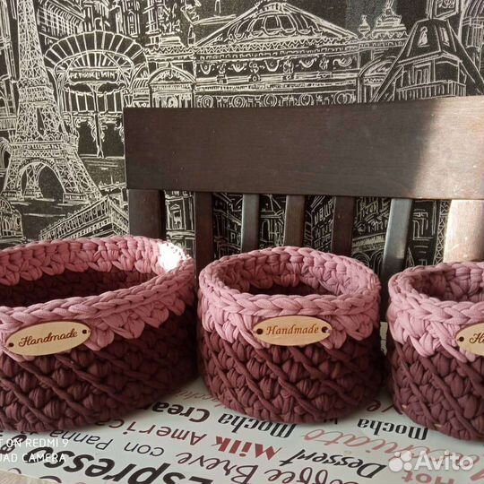 Корзиночки из трикотажной пряжи