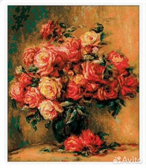 Вышивка крестом схема+нитки Ренуар Букет роз 40x48