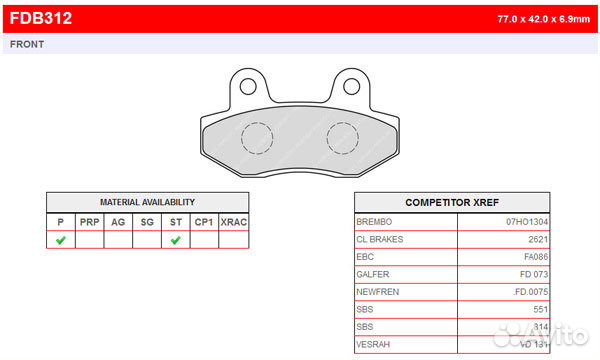 Колодки тормозные Honda