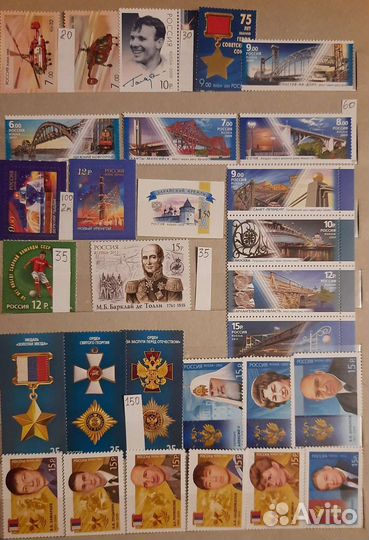 Почтовые марки россии. Чистые