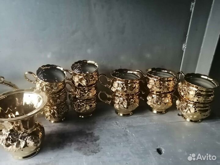 Чайный сервиз золотая роза