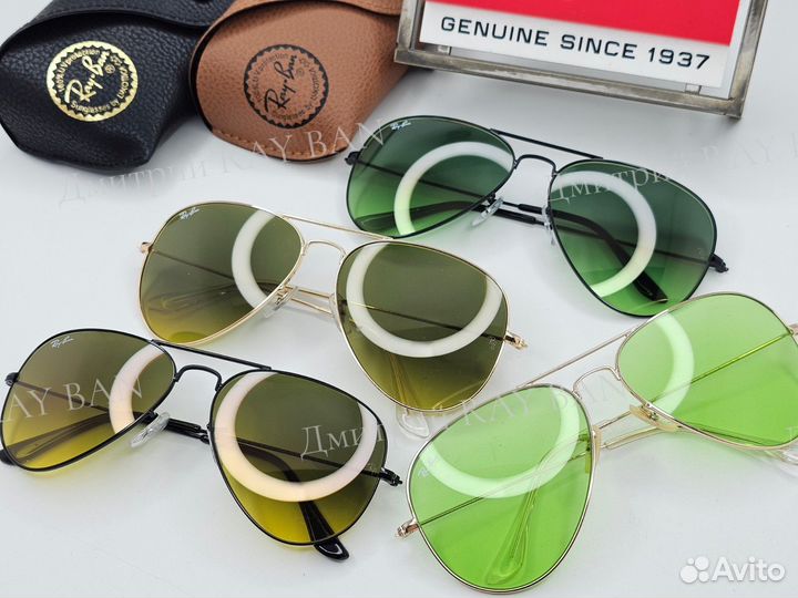 Очки Ray Ban Aviator Black Green Gradient Стекло