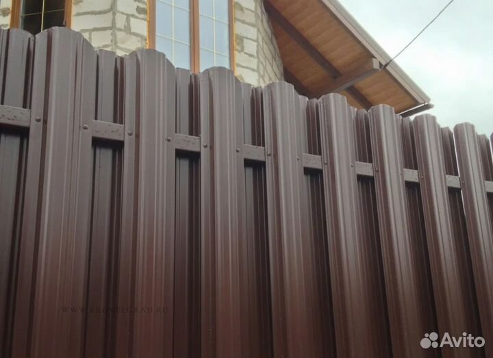 Металлический штакетник для забора М - П - Полукру