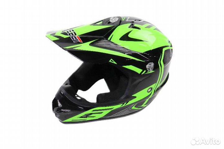 Шлем safebet HF-115 чёрно-зелёный Q206Y S, M, L, X