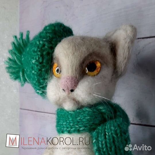 Котёнок валяная игрушка 25 см