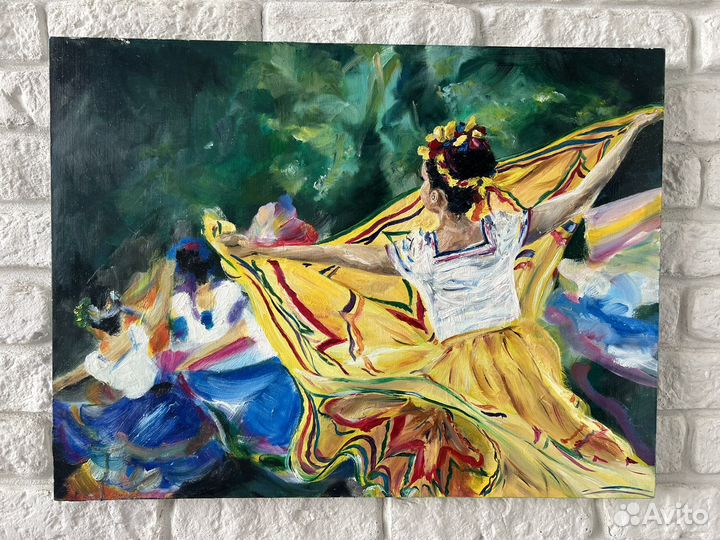 Картина холст/маслом Мексиканский танец 60х45 см