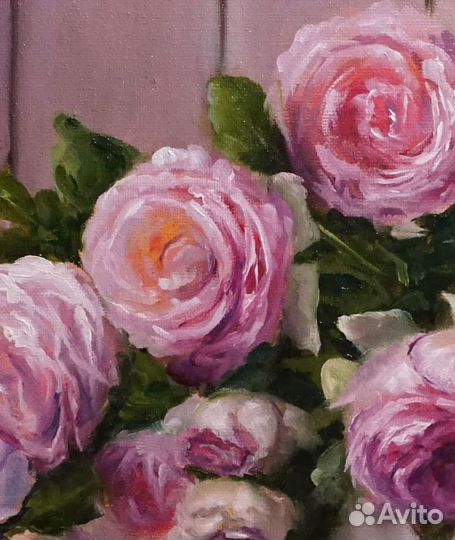 Картина маслом на холсте цветы Розы на заказ