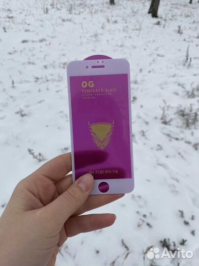 Защитное стекло на айфон 6S, 7/8 белое, черное