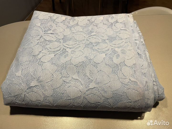 Ткань тюль отрез гипюр голубой 5x3