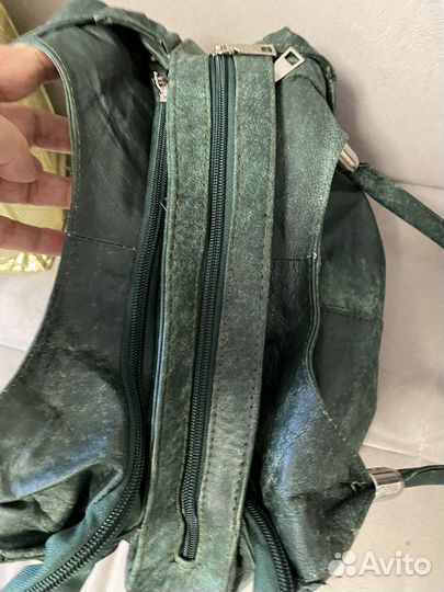 Сумка натуральная кожа новая темно зеленая