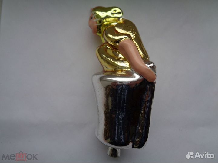 Елочная игрушка СССР Баба Яга в ступе.Редкая