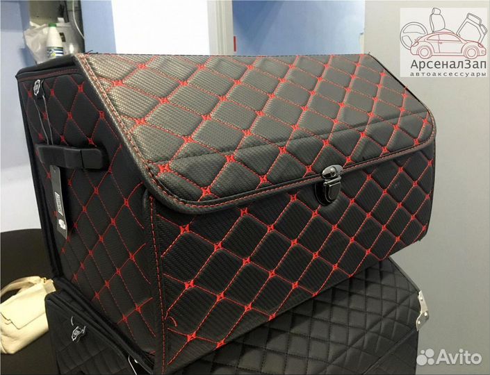 Кофр для багажника из карбона Middle черный/кр.стр