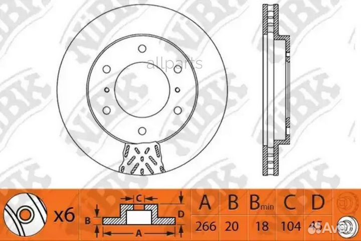 Nibk RN1450 Диск тормозной