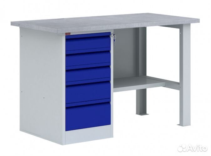 Верстак с тумбой с 5 ящиками 1600 пакс вп-3T/1.6