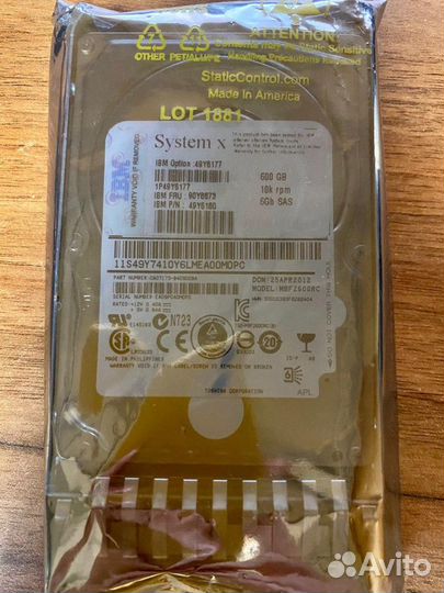 Жесткий диск IBM 600Gb SAS 49Y6177 2.5 10K