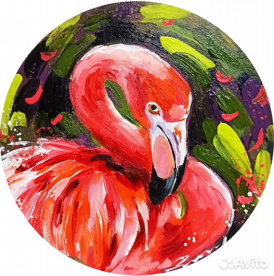 Картина фламинго масло холст живопись