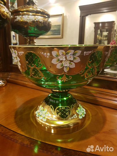 Ваза Фруктовница. Смальта. Лепка. Богемия Bohemia