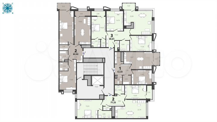2-к. квартира, 83,9 м², 7/19 эт.