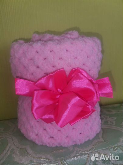 Плед детский вязаный / пинетки / ручная работа