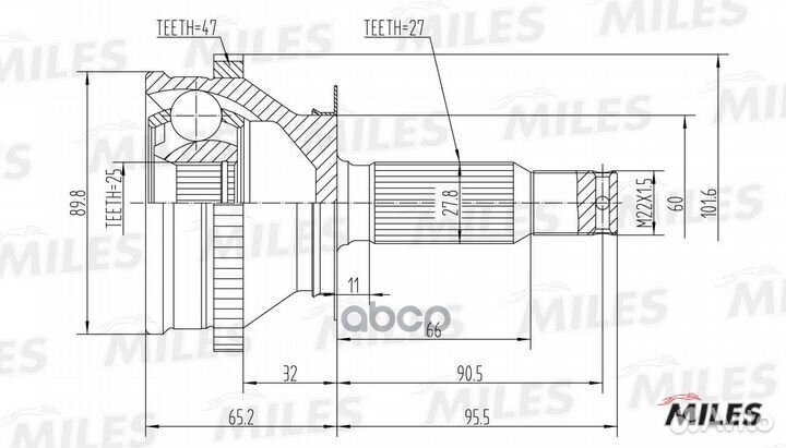 ШРУС наружный hyundai trajet 99-01 (с ABS) (GKN